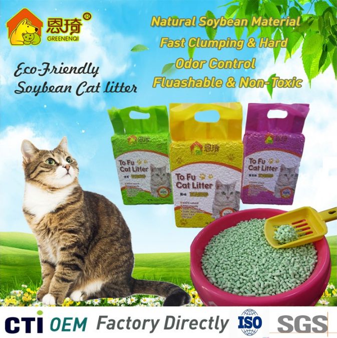 Private label Natural quickly clumping and highly absorbent green tea tofu cat litter